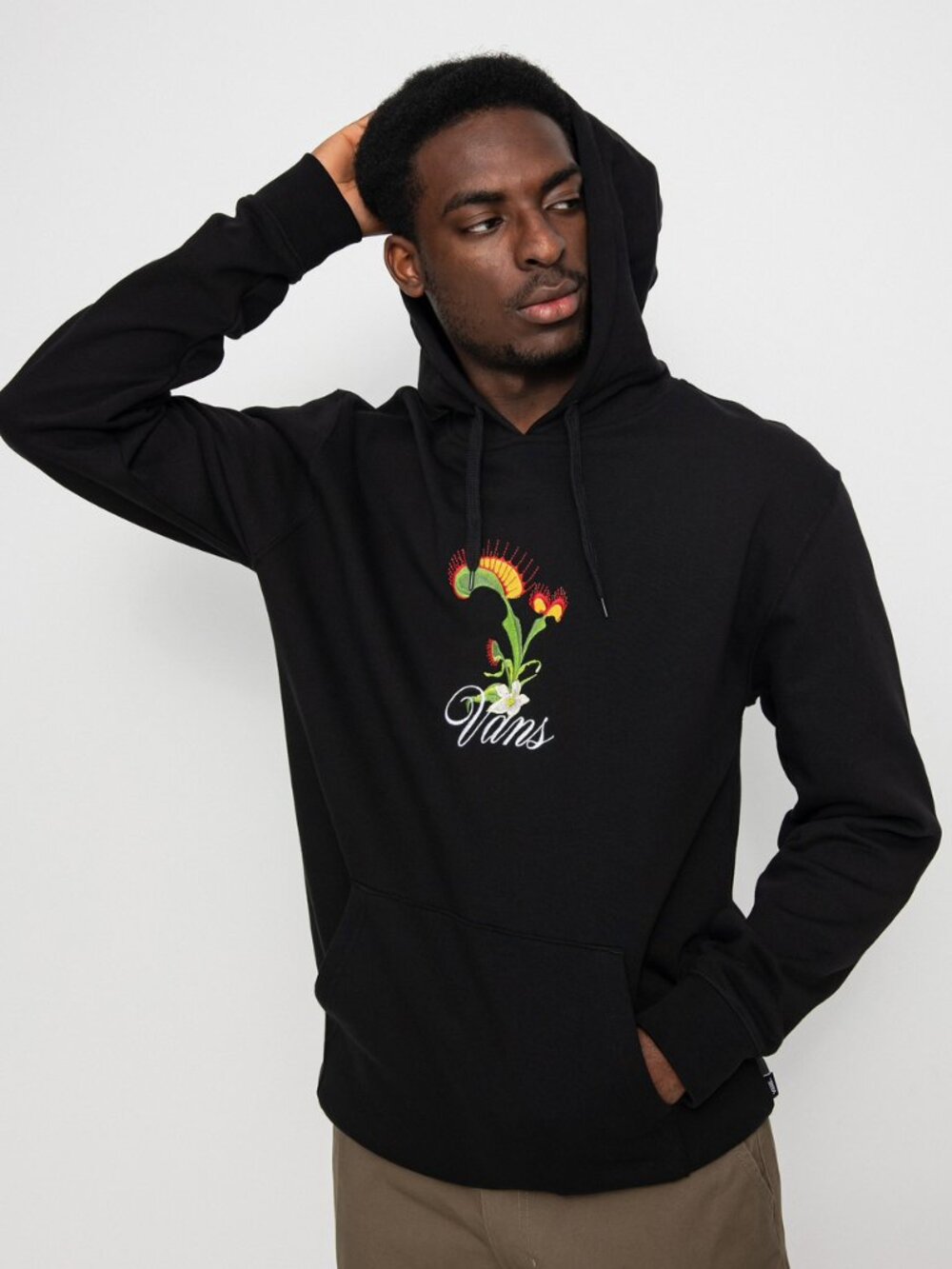 Vans | Fatal Floral 3D Embroidered Hoodie Black Streetwear Skater | Medium